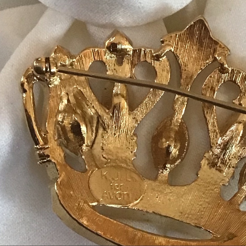 Kjl Vintage Royal Crown Brooch Kenneth J Lane For… - image 8